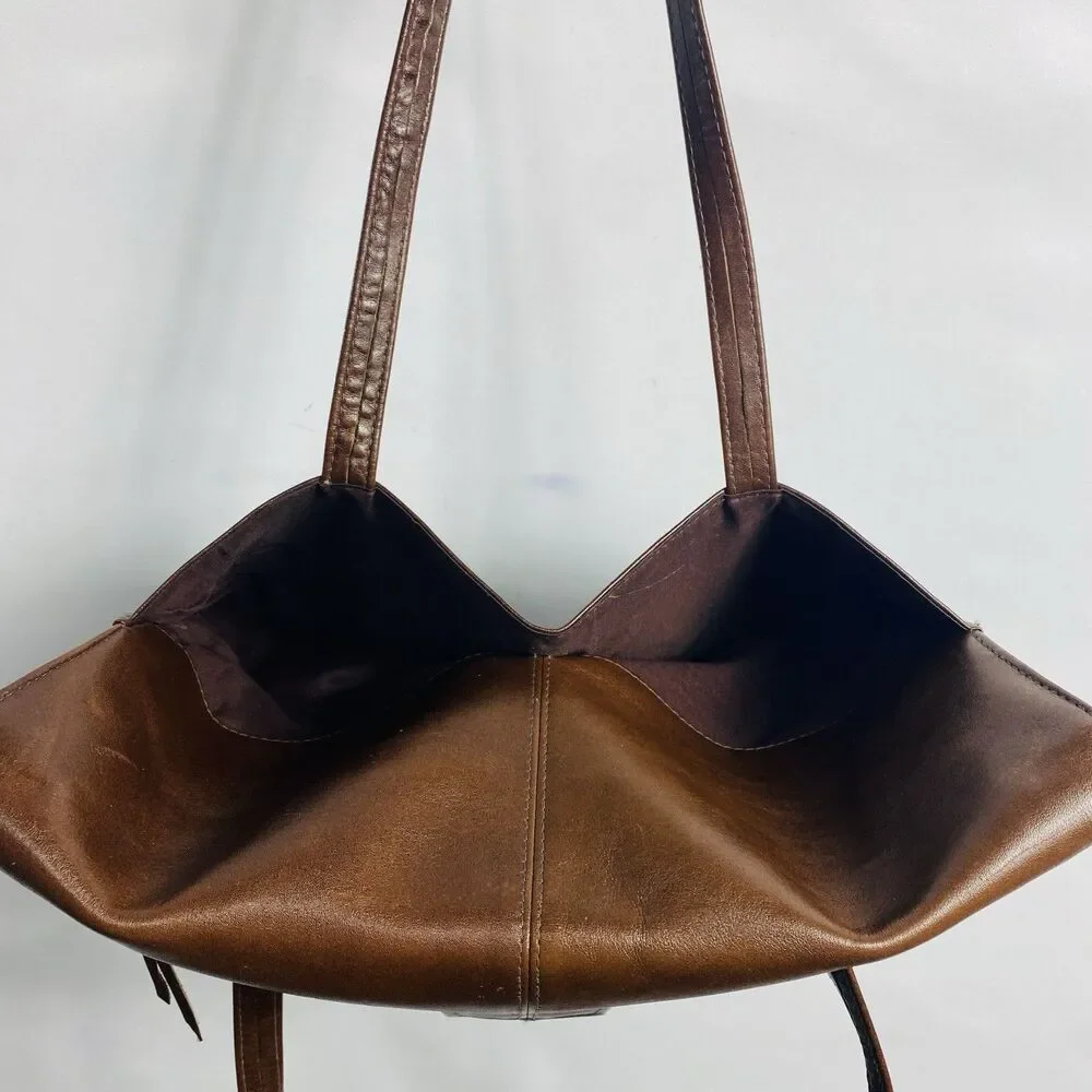 Women Business Brown Leather Messenger/Tote 14”x10”x2.5”